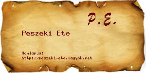 Peszeki Ete névjegykártya